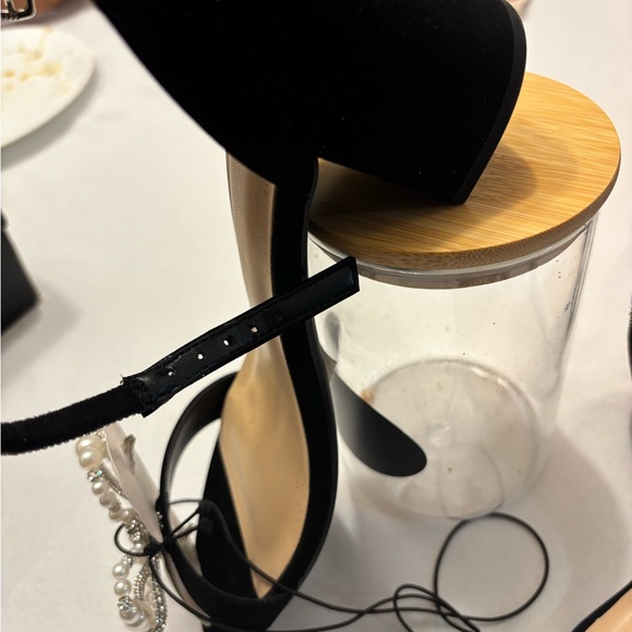 Windsor Black Rhinestone Pearl Bow Heels - Picture 7 of 14